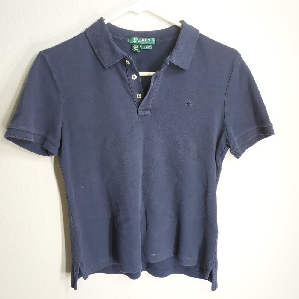 Lauren by Ralph Lauren - Navy Blue - Short Sleeve - Polo - Medium Slim Fit